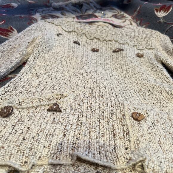 AVALIN Sweater Womens M White Crocheted BOHO Layer Easy Fit Crew Collar - Picture 3 of 10